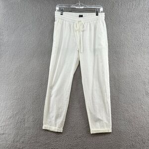 J.Crew Women’s White Linen Cotton Drawstring Tapered Pants Size 4 NWT